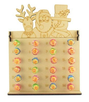 6mm Chupa Chups Lolly Pop Holder Advent Calendar with Rudolph, Santa & Snowman Topper